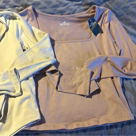 Hollister Cream and Tan Long Sleeve Tops medium new with tags - Picture 3 of 6